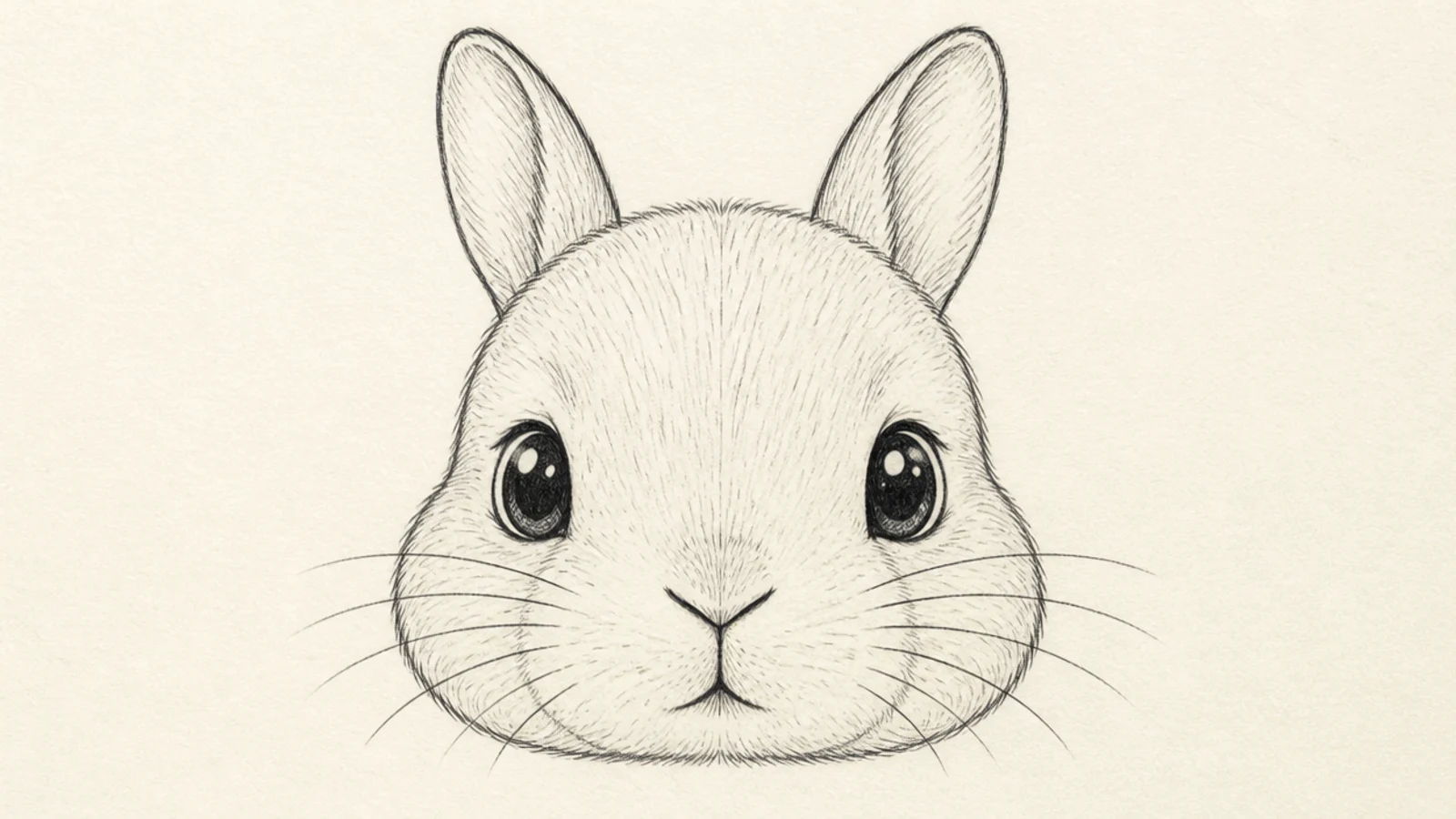A baby rabbit face with oversized eyes