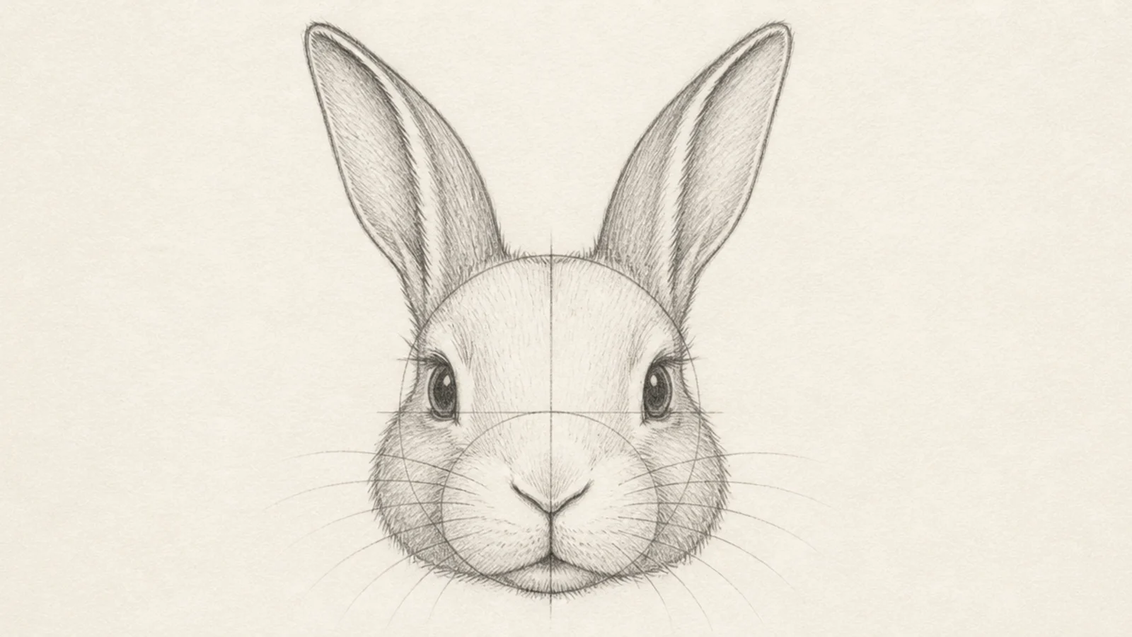 A symmetrical front-facing rabbit head