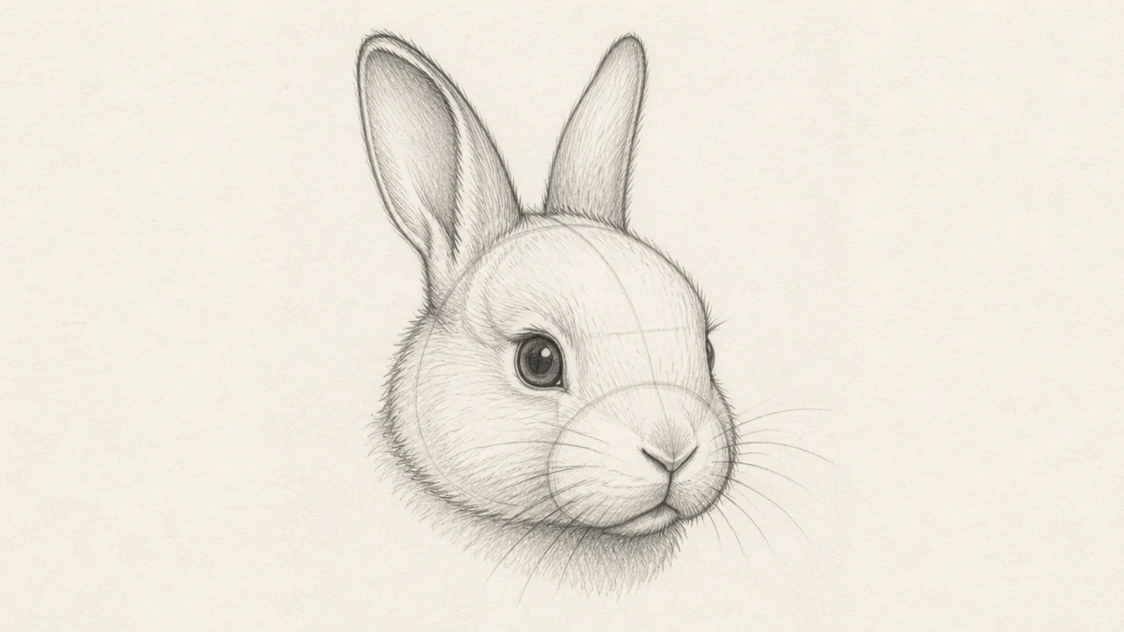 A rabbit head turned at a three-quarter angle