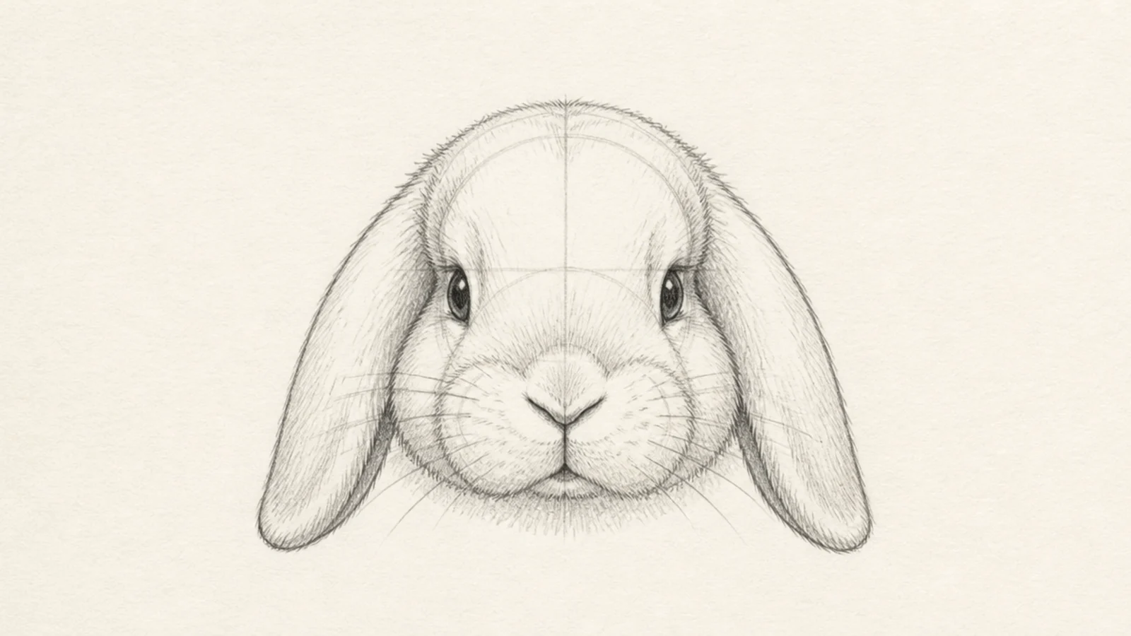 A rabbit head with two drooping lop ears