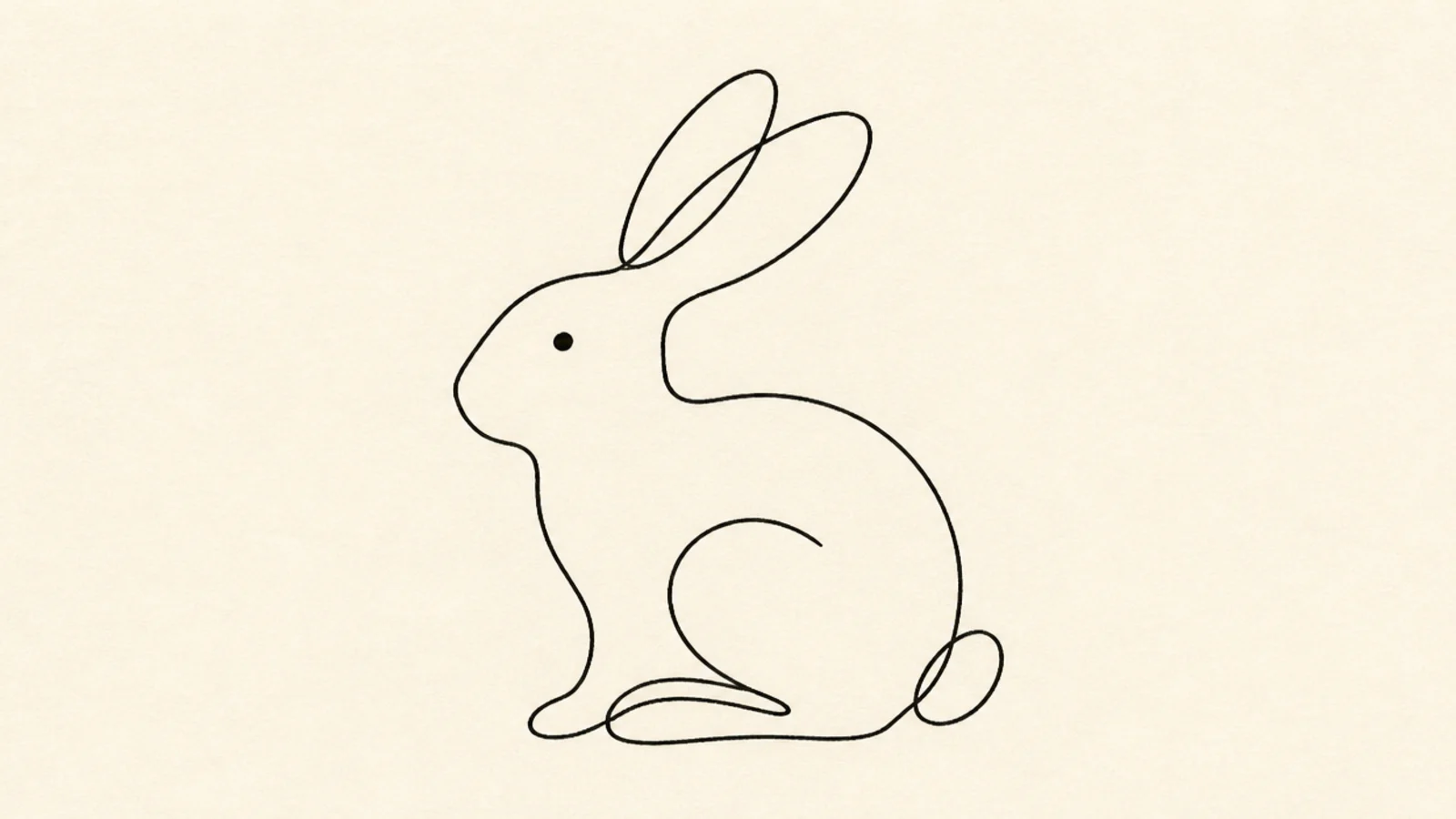 A sitting rabbit drawn in one continuous line