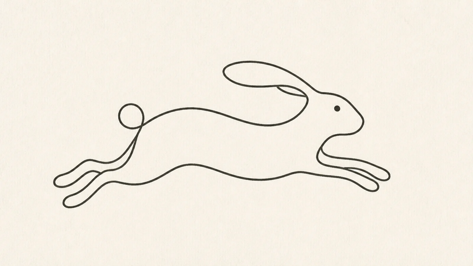 A hopping rabbit drawn in one flowing line