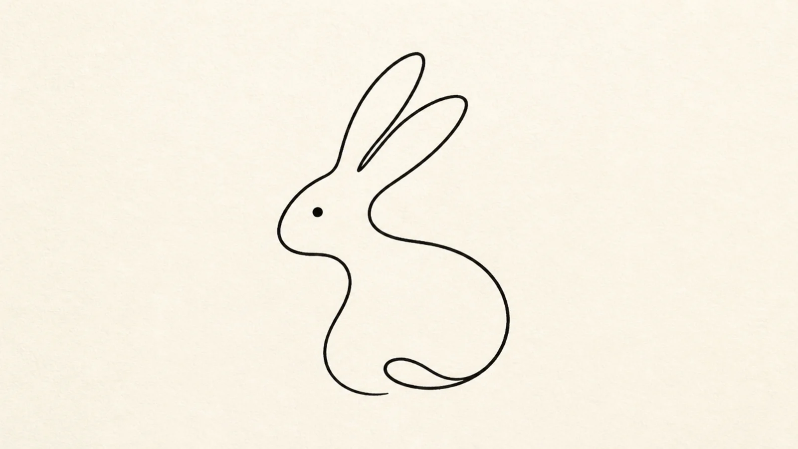 An abstract rabbit suggested in one gestural stroke