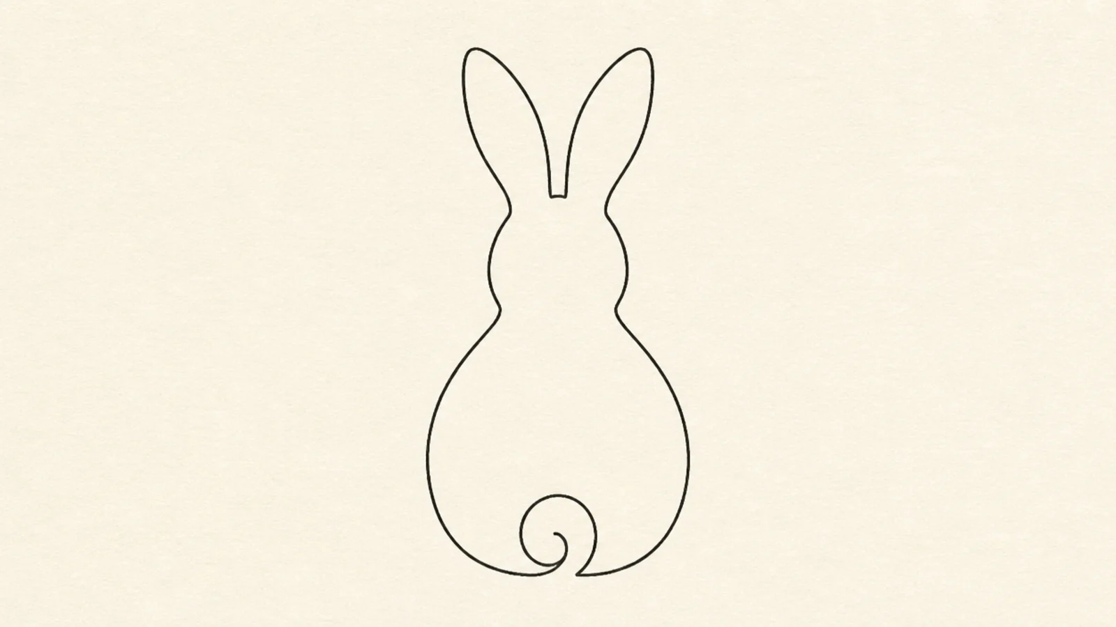 A minimalist line rabbit from behind with a spiral tail