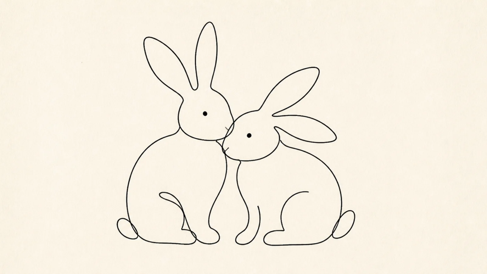 Two minimalist line rabbits side by side