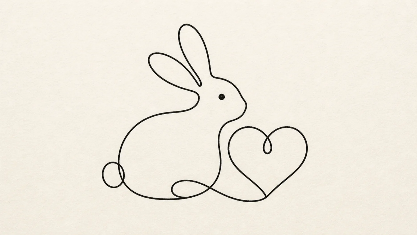 A rabbit and a heart drawn together in one line
