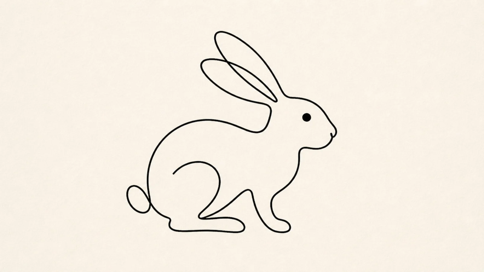 A line rabbit with a single dot for the eye