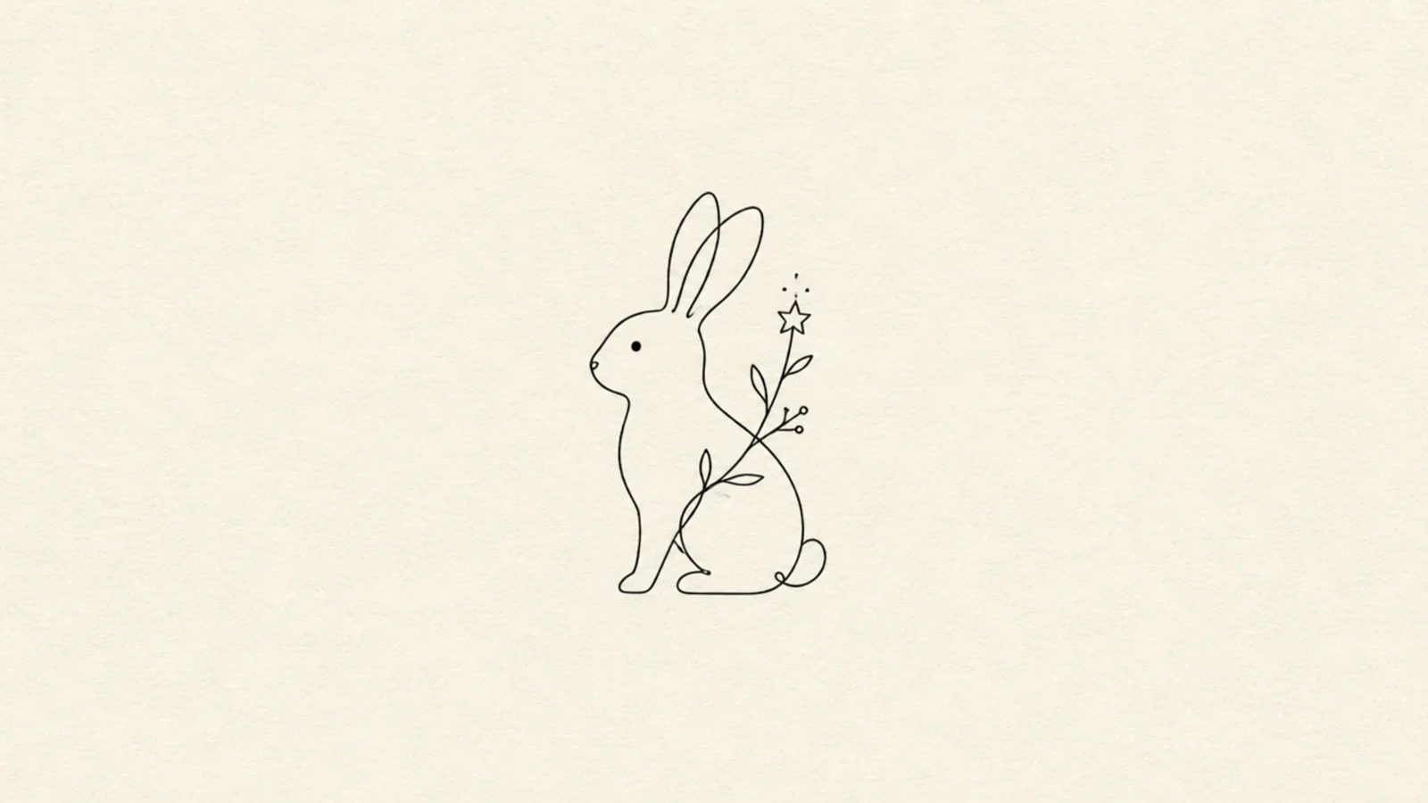 A fine-line tattoo-style rabbit design