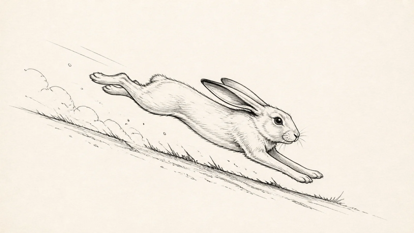 A rabbit bounding down a slope