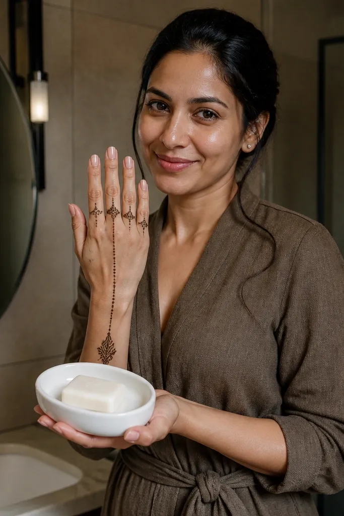 Tiny pearl-like dots at finger bases with a dotted line down the center