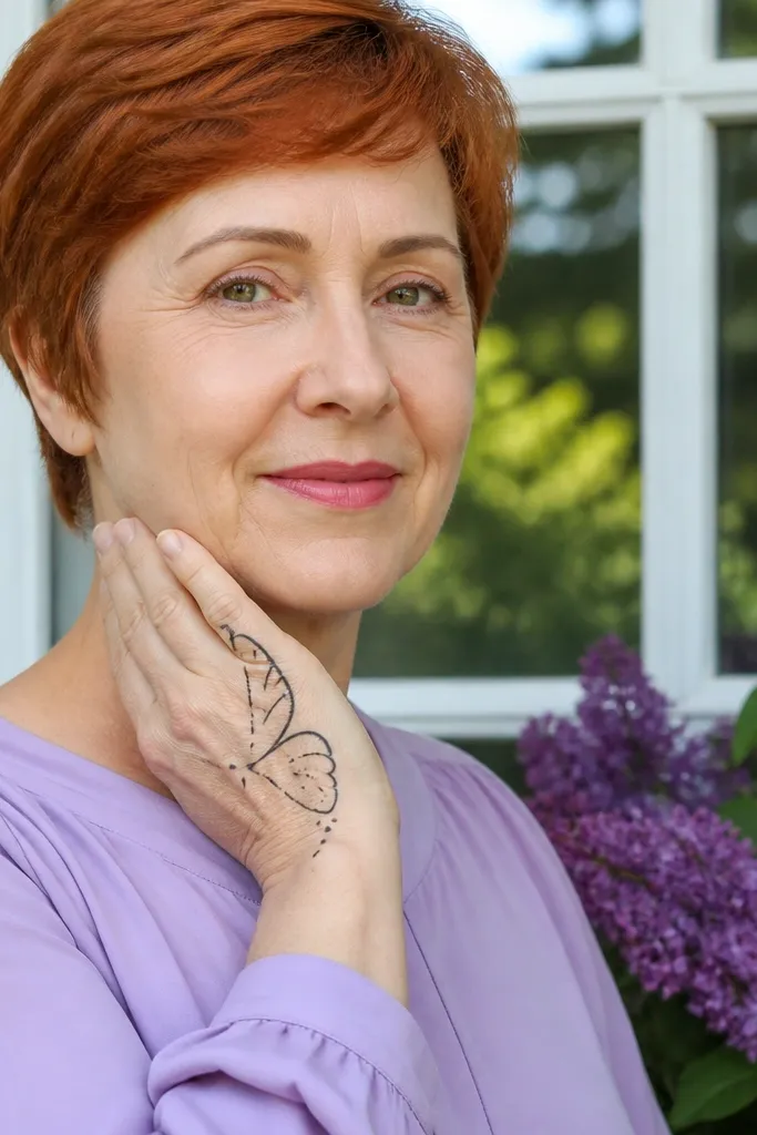 Two outlined butterfly wings with dots and tiny arcs near the wrist