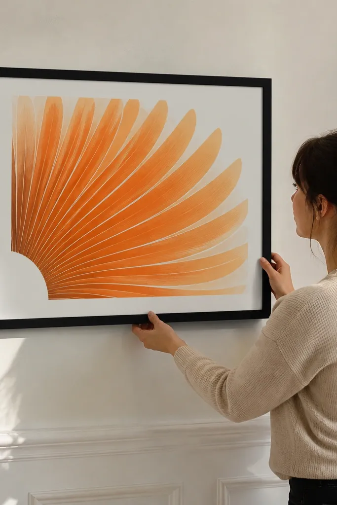 Fox tail fanned out with orange ombre line pattern