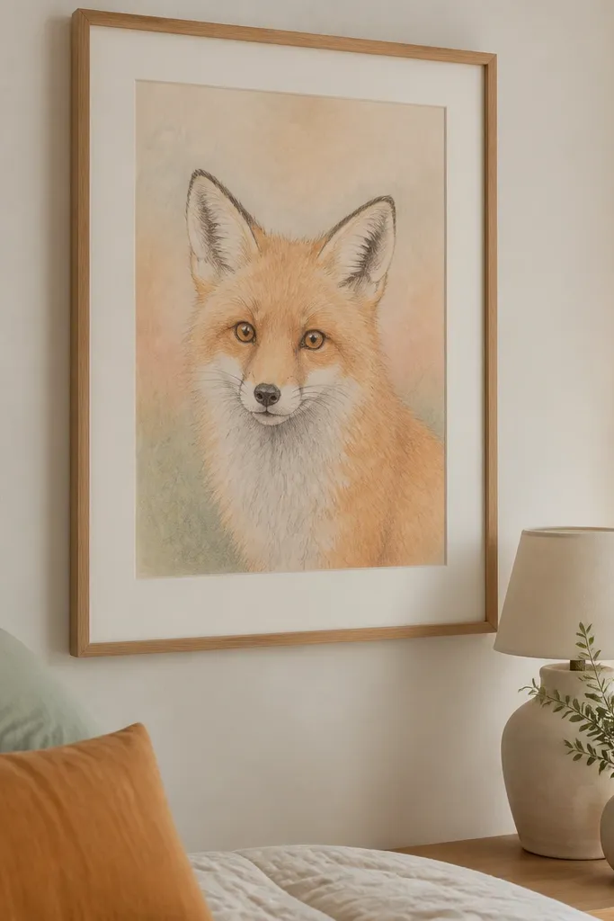 Pastel red fox with blended background and crisp eye and nose
