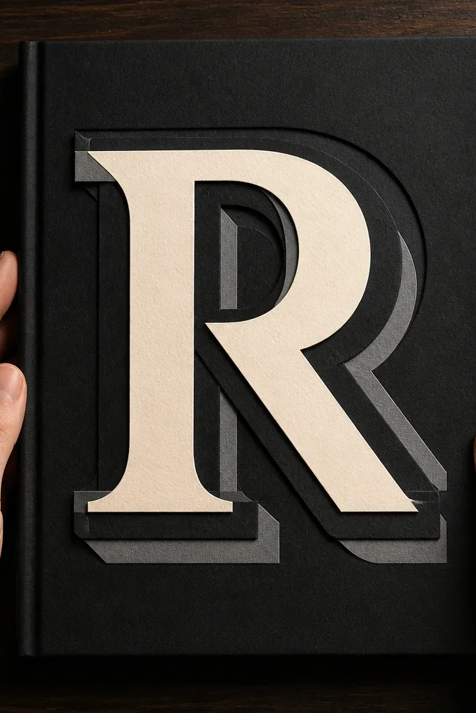 Large monogram letter cut from layered paper with a shadow effect