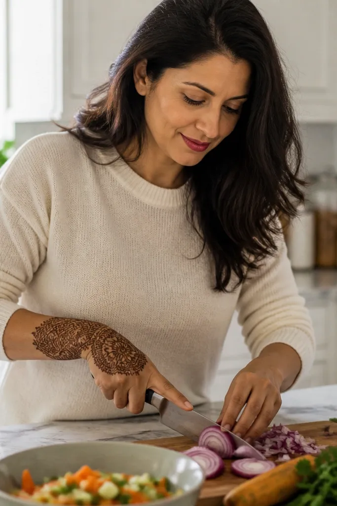 Paisley cuff band around the wrist with a halo motif over the back of the hand