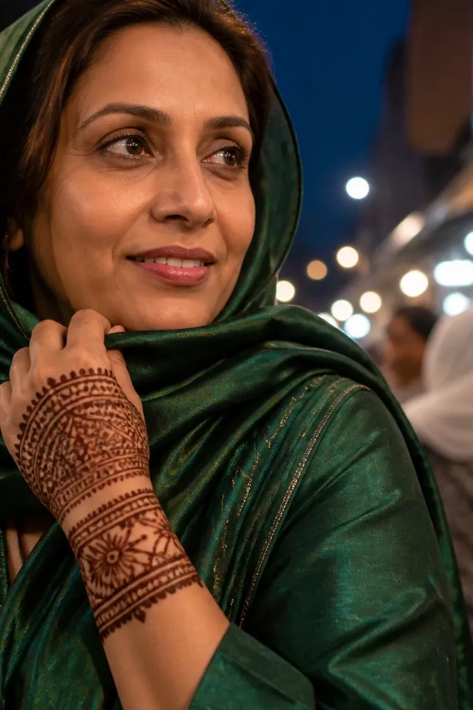A thick cuff band on the wrist with small repeating kada-style motifs on the back hand