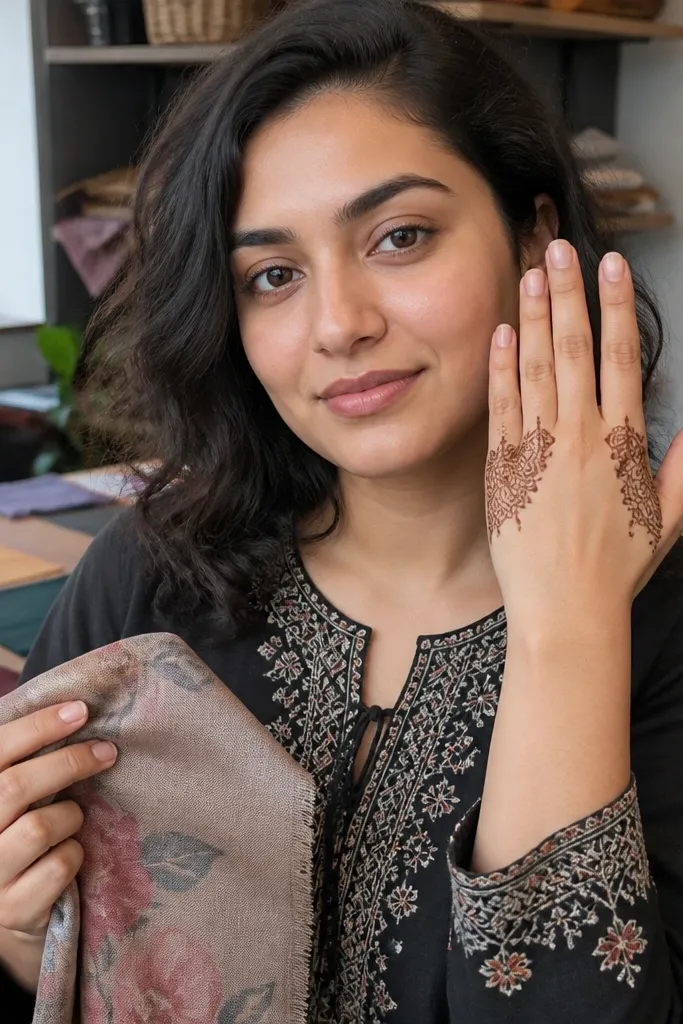 Small arched mandala sprays in the corners with a light center on back hand
