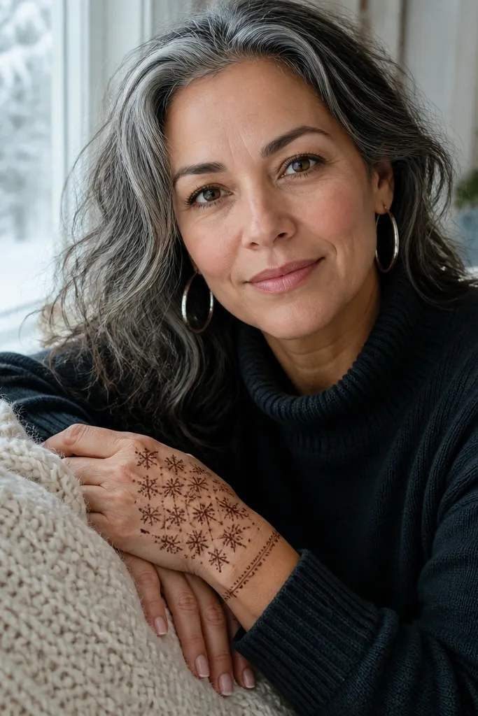 Snowflake-like star grids across the back of the hand with wrist border