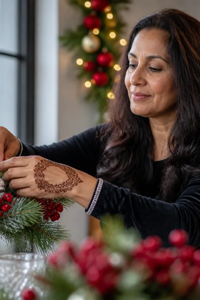 Double border lace frame around the back of the hand with a light center