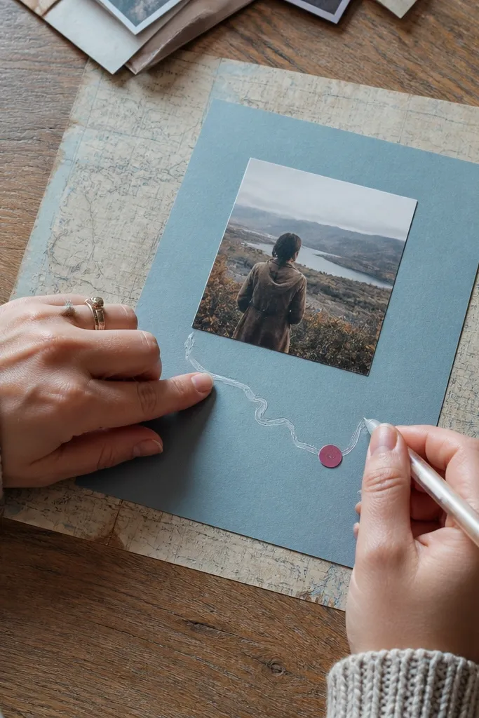 Map paper background with a and a translucent line tracing a route