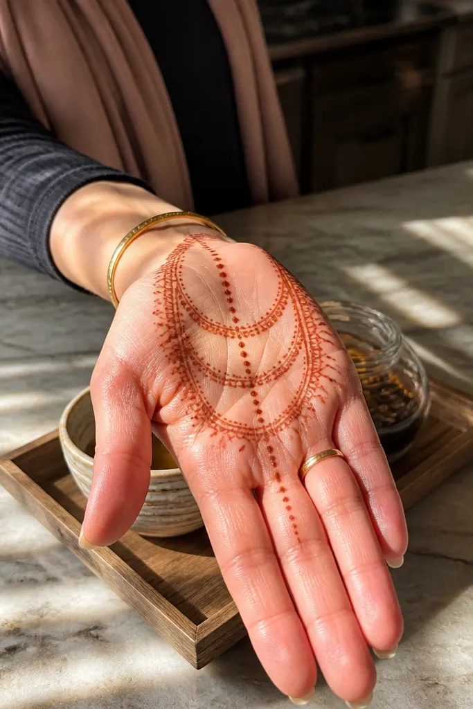 Simple front palm frame with three stacked arches and a center line of dots
