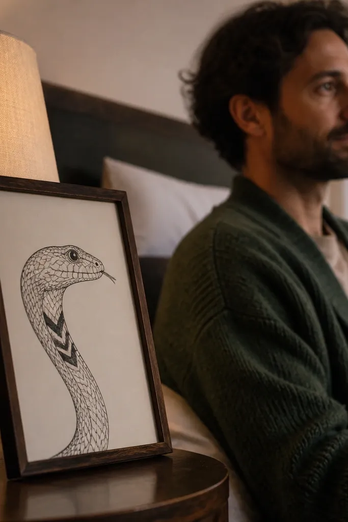 Side-profile snake head with chevron scale pattern on the neck and smooth body