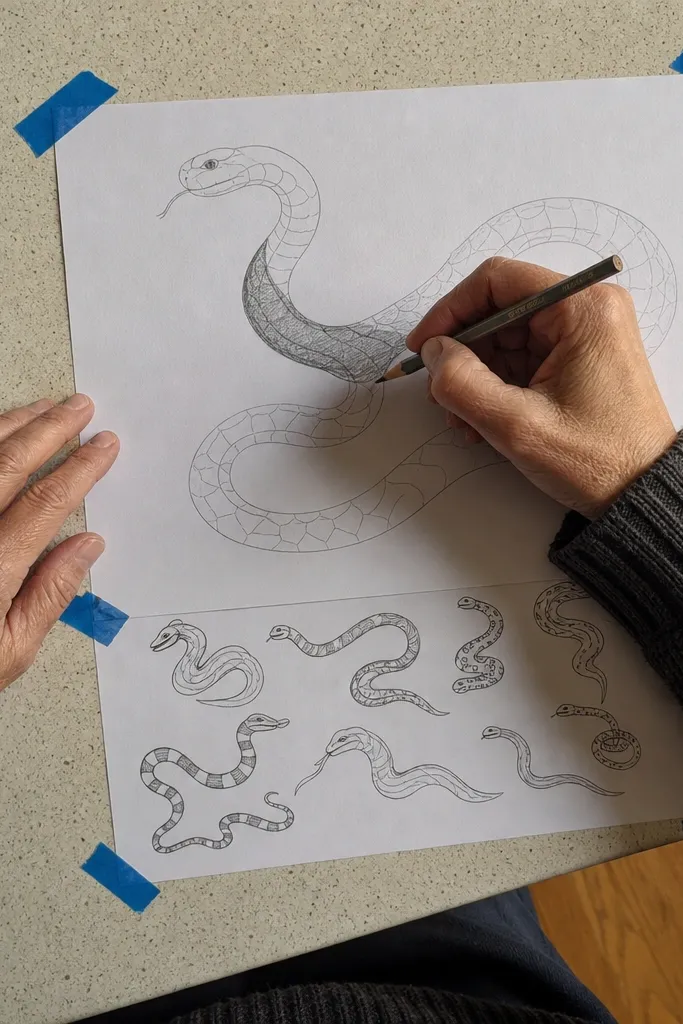 Renter-Friendly Snake Drawing Sketches