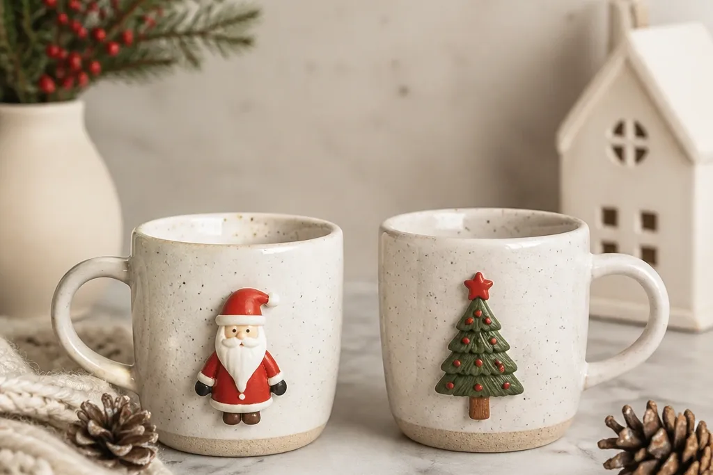 Renter-friendly removable handmade Christmas mugs