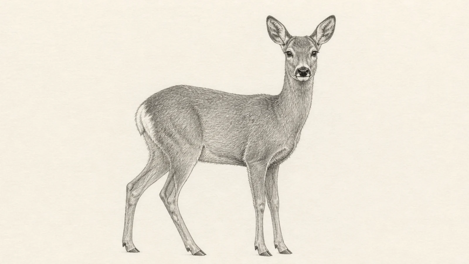 A roe doe with no antlers and a neat white chin