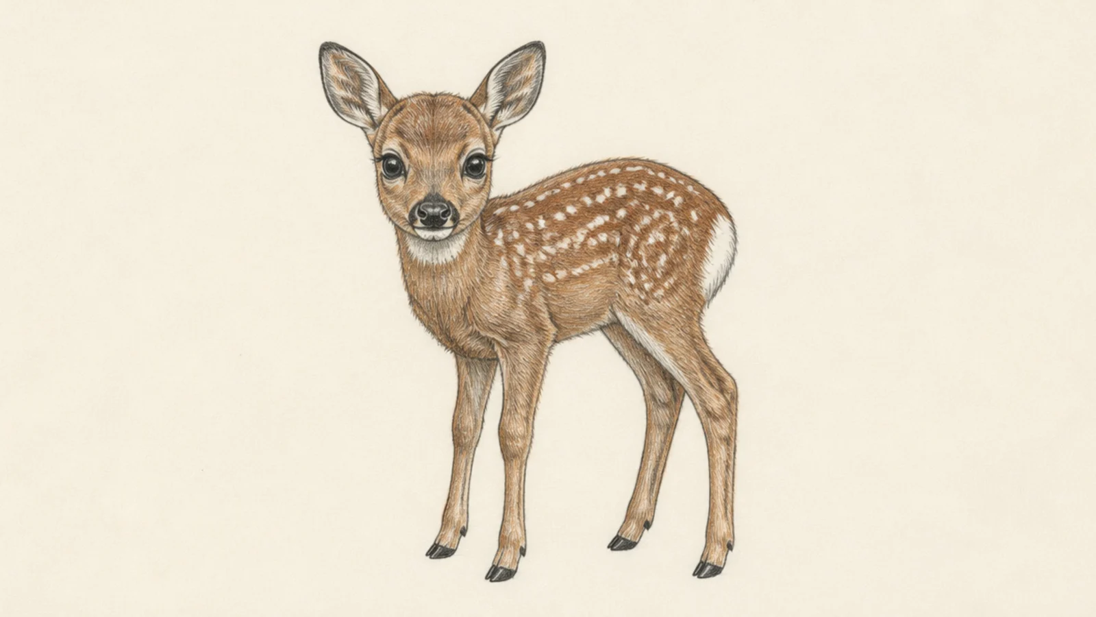 A young roe deer kid with white spots on a reddish coat