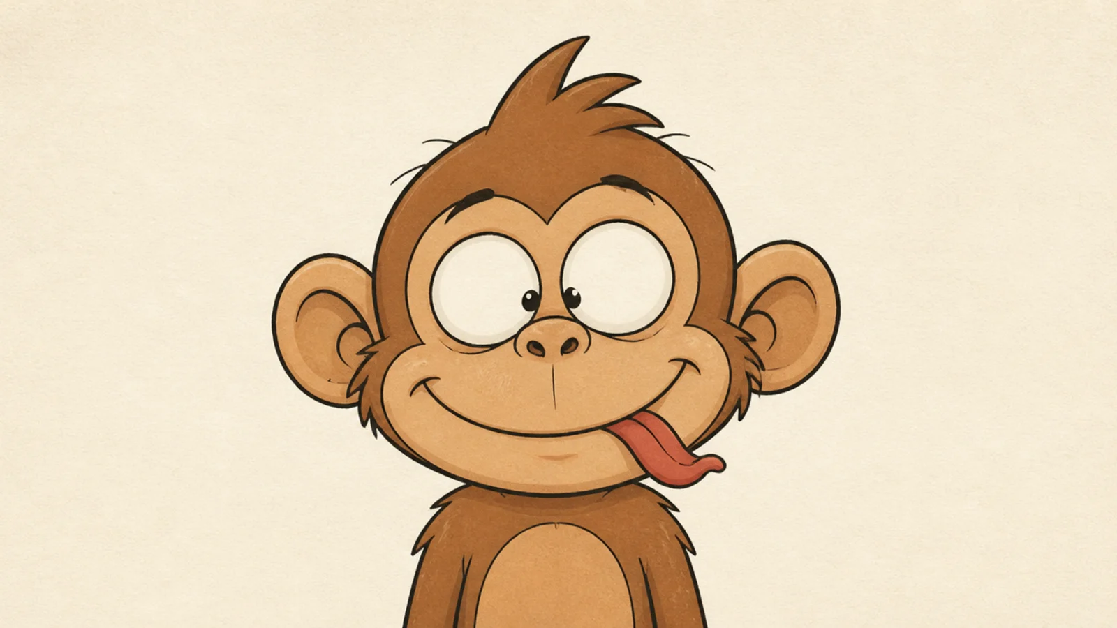 A silly monkey with both eyes crossed toward its nose
