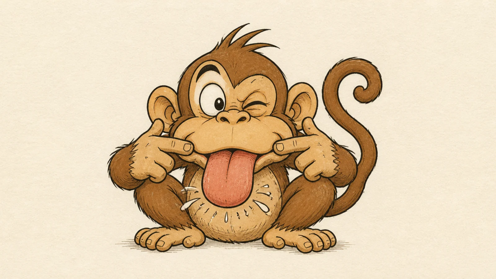 A silly monkey blowing a raspberry with its tongue out