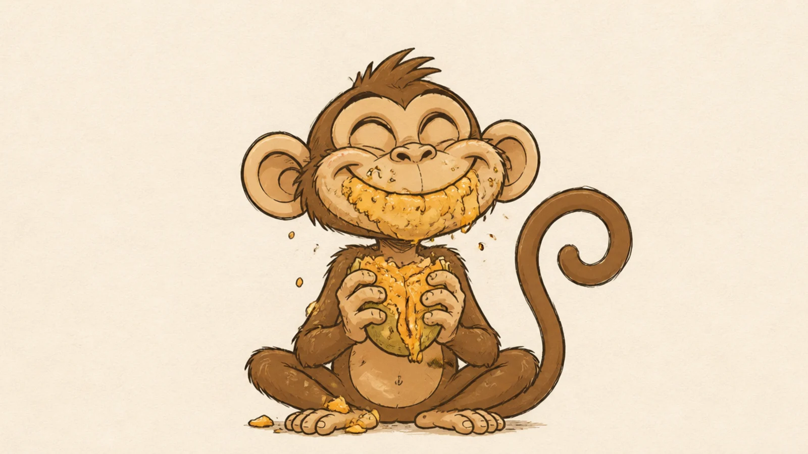 A silly monkey with food smeared all over its face