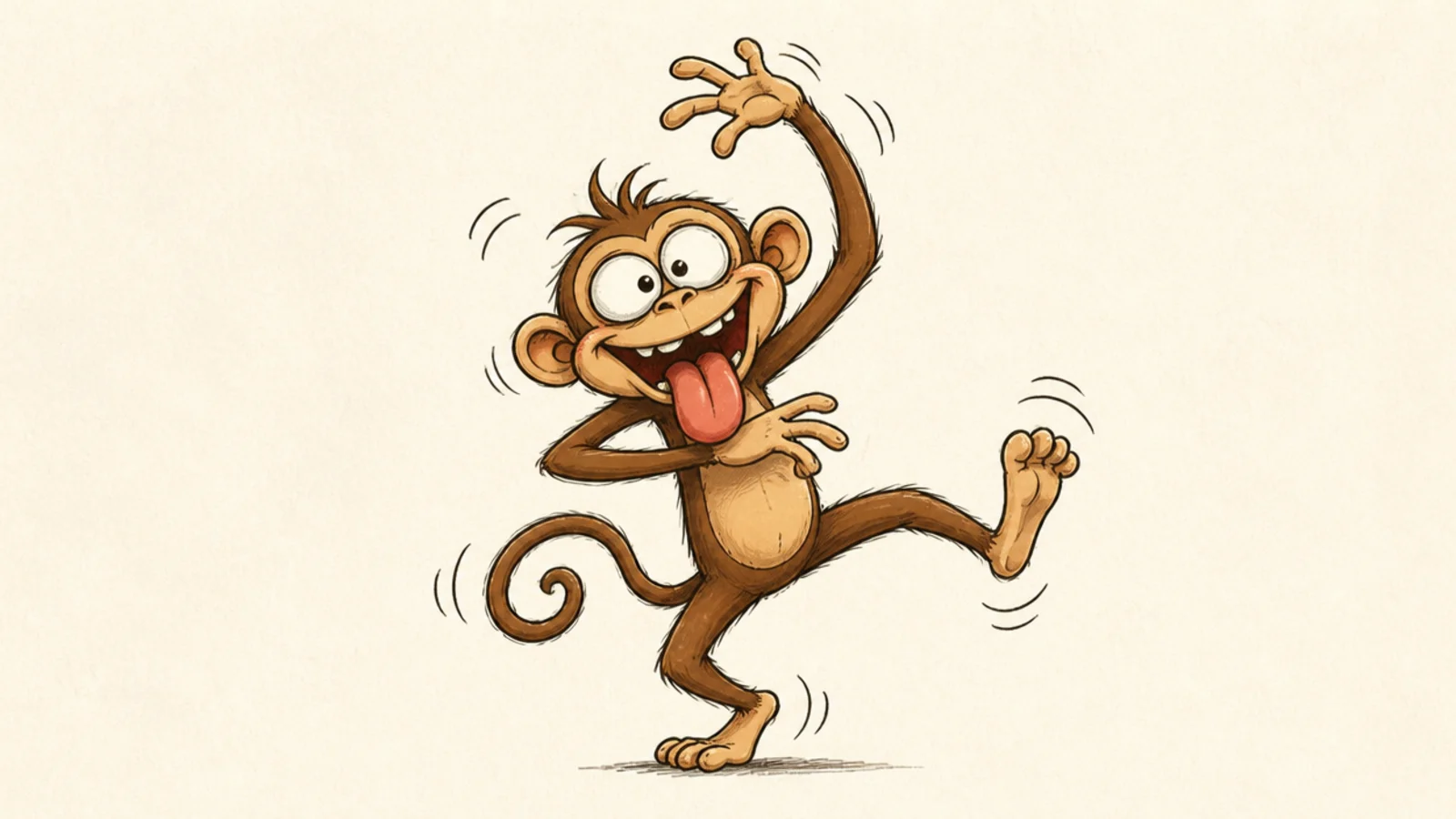 A silly monkey doing a goofy uncoordinated dance