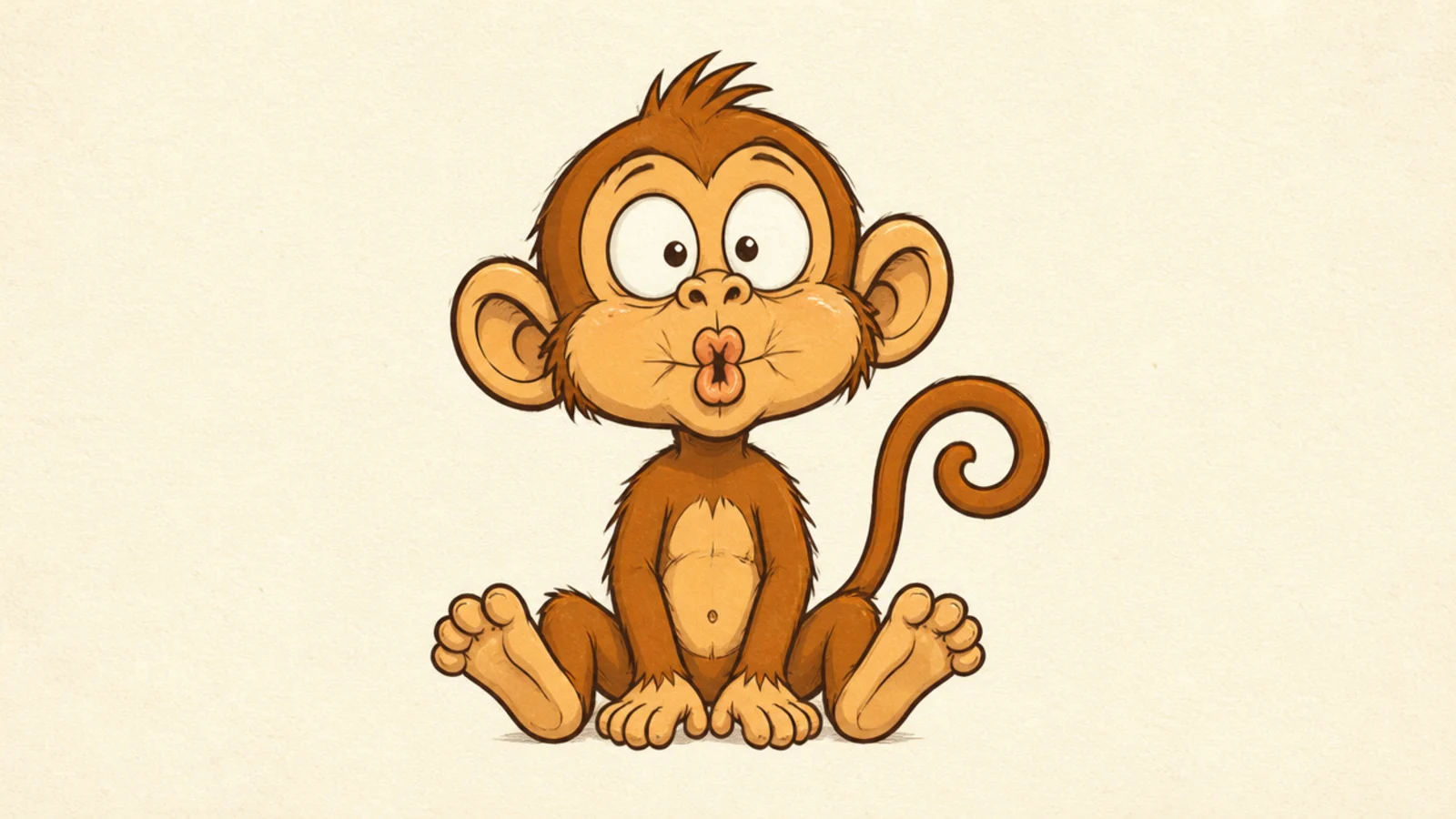 A silly monkey sucking in its cheeks to make a fish face