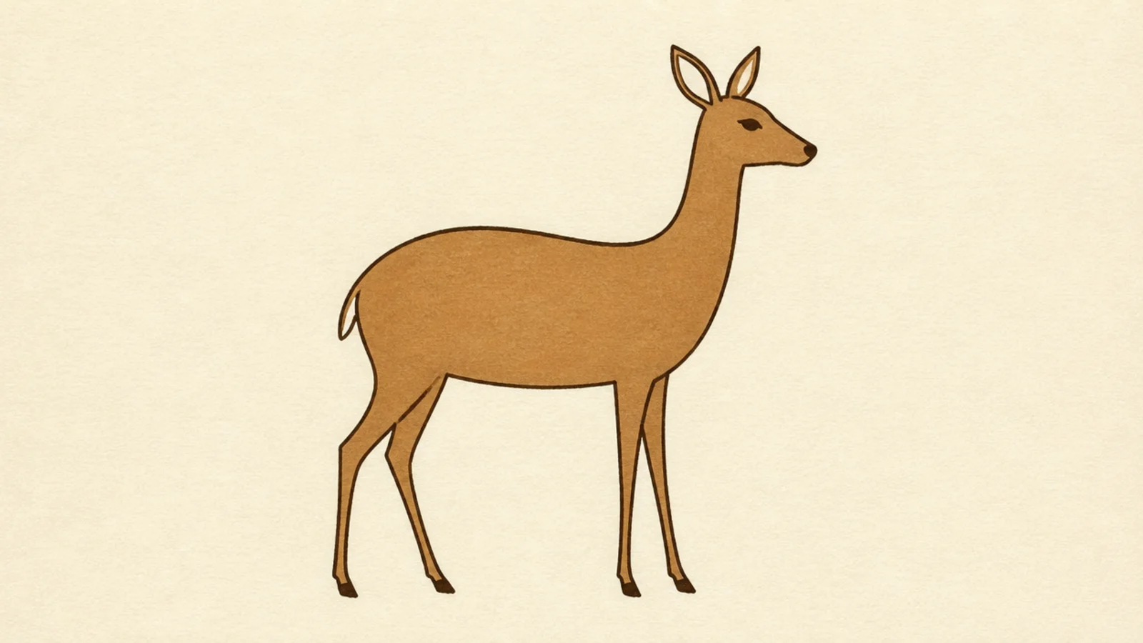 A clean simple outline of a deer standing in side view