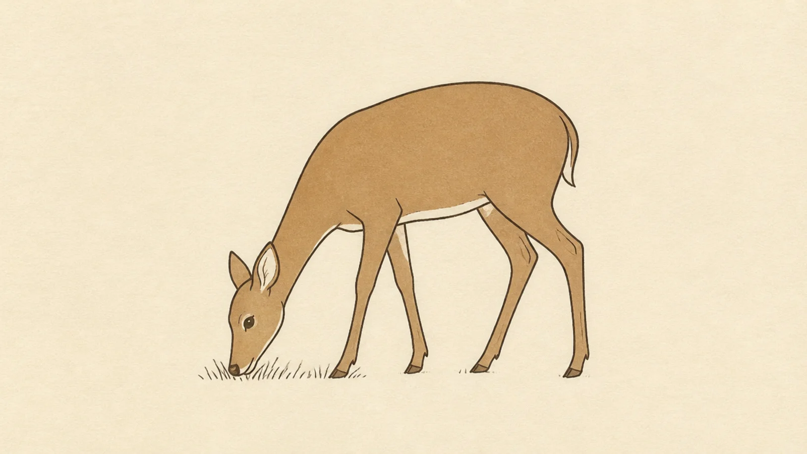 A simple deer with its head lowered to graze