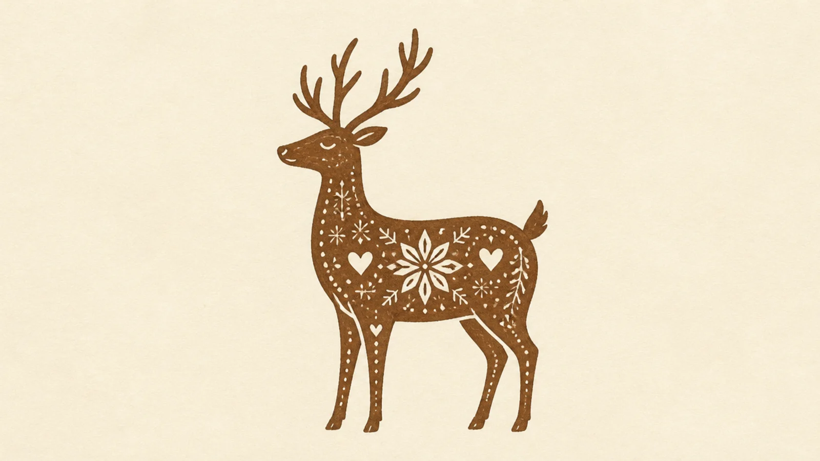 A simple deer in a decorative Scandinavian folk style