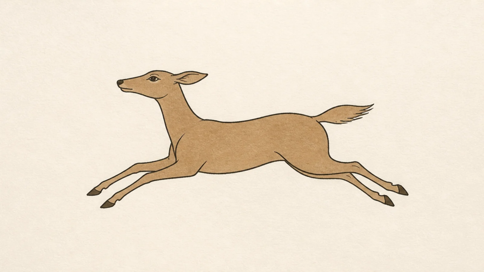 A simple deer galloping with legs stretched front and back