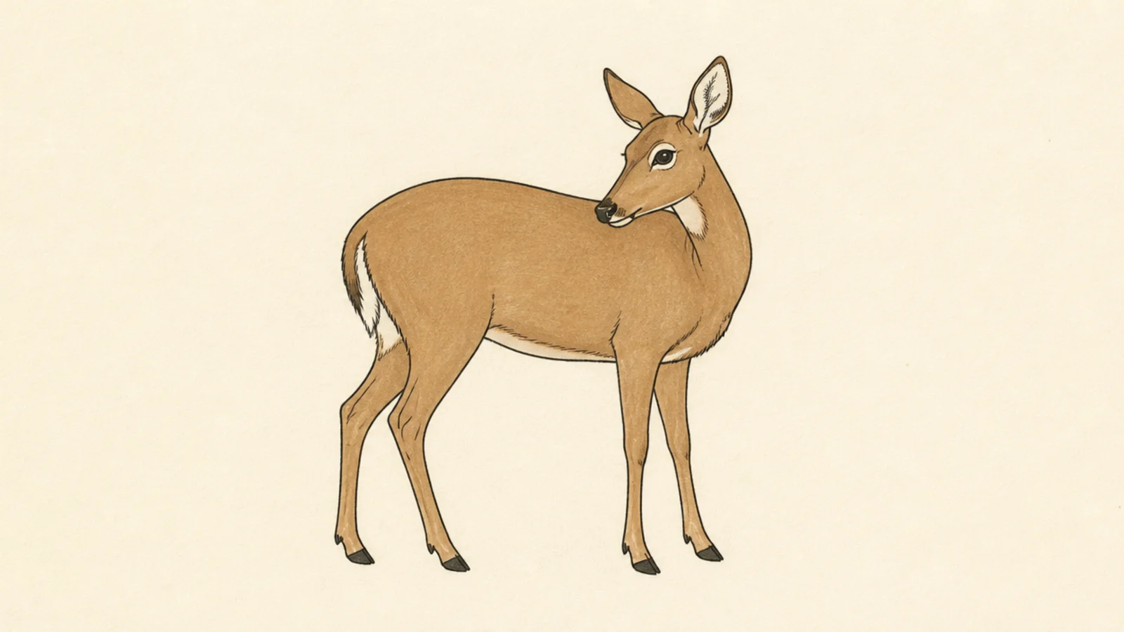 A simple deer turning its head back over its shoulder