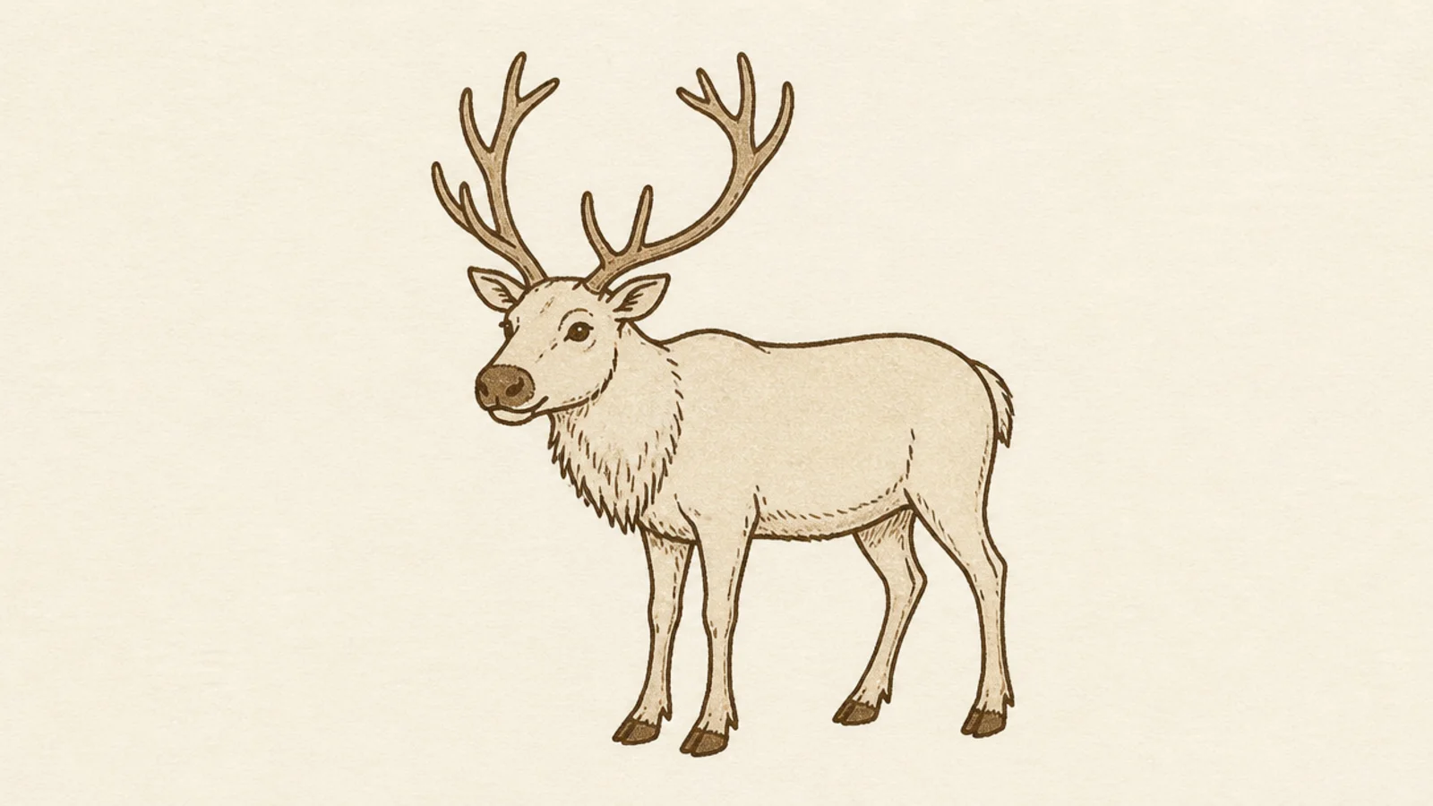 A simple reindeer with large branching antlers