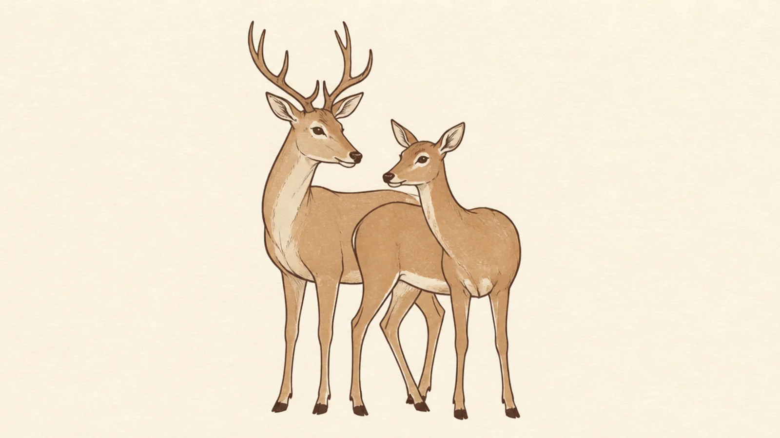 Two simple deer standing close together