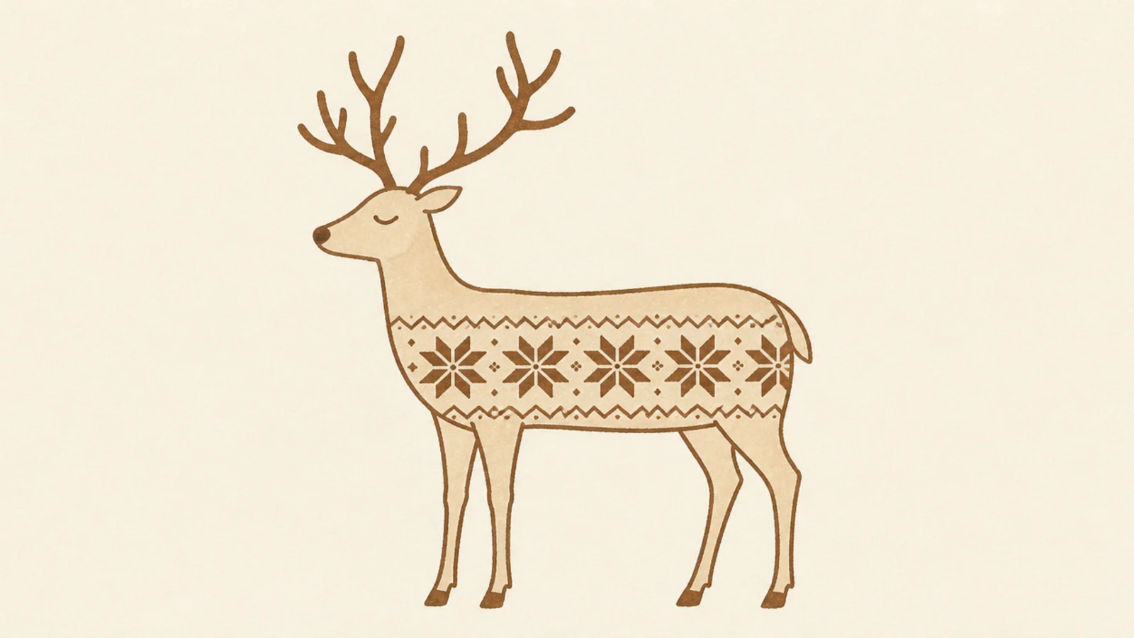 A simple deer filled with a clean geometric Nordic pattern