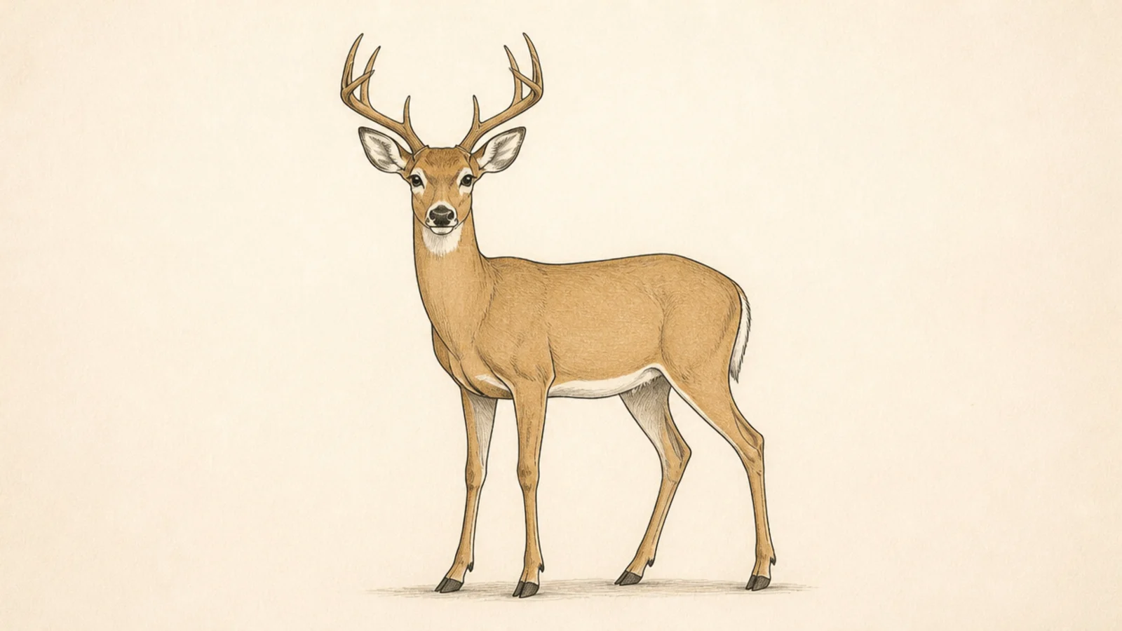 A clean finished standing buck with light shading and antlers