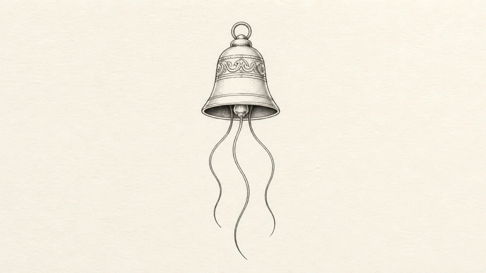 A simple jellyfish with three long wavy tentacle lines