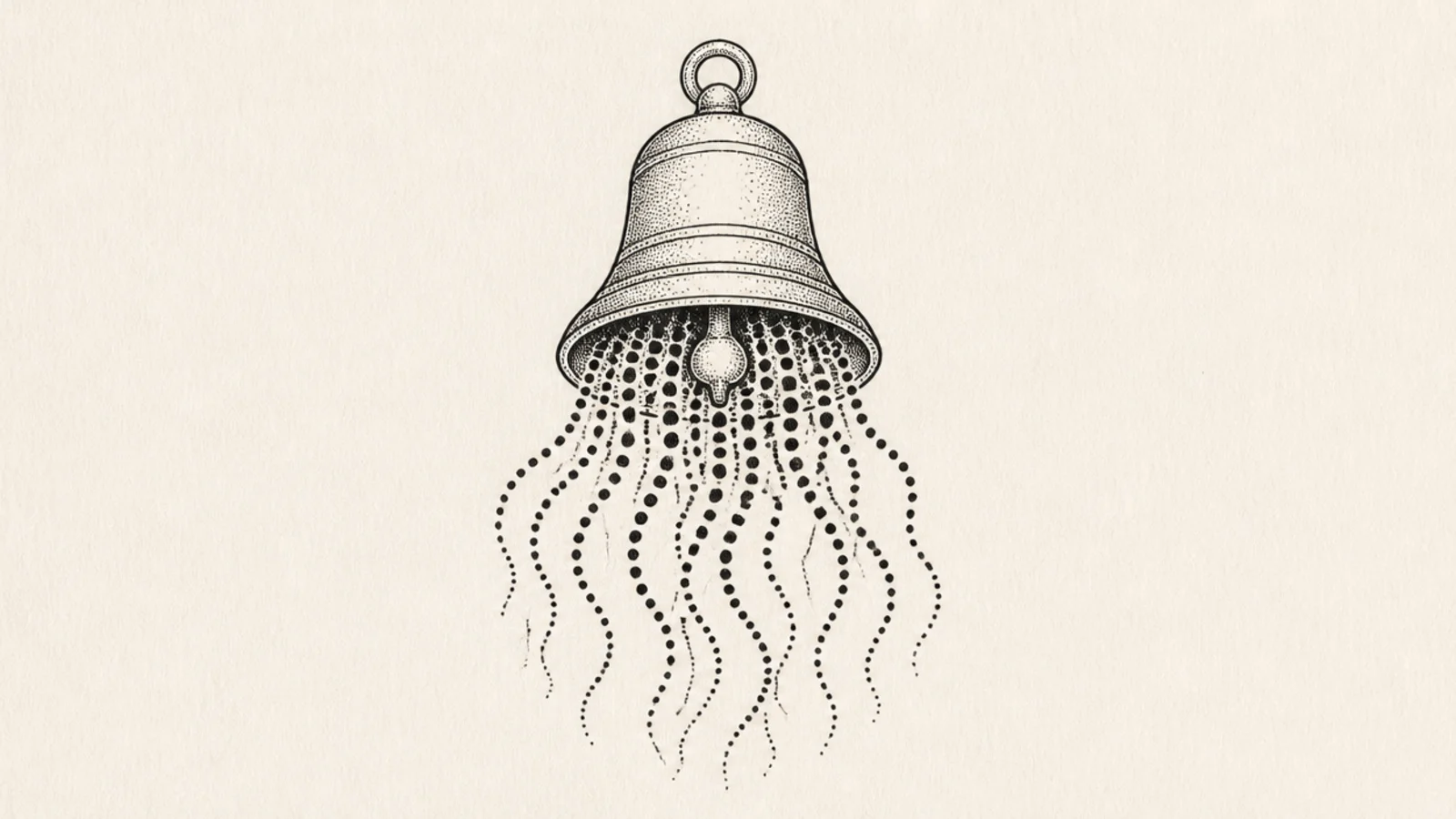 A simple jellyfish with tentacles drawn as dotted lines