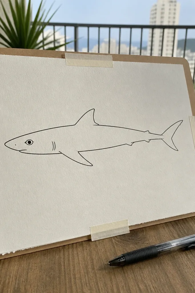 Side view shark outline with a single visible eye and a smooth curved body