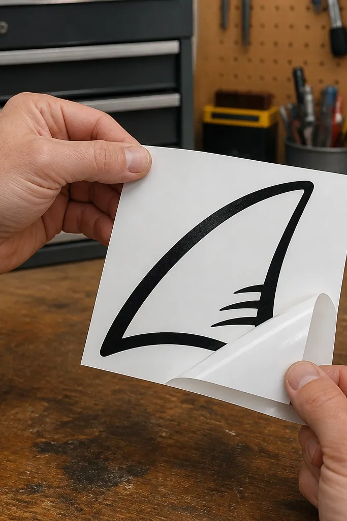 A bold shark fin silhouette with three simple gill lines and a clean outline