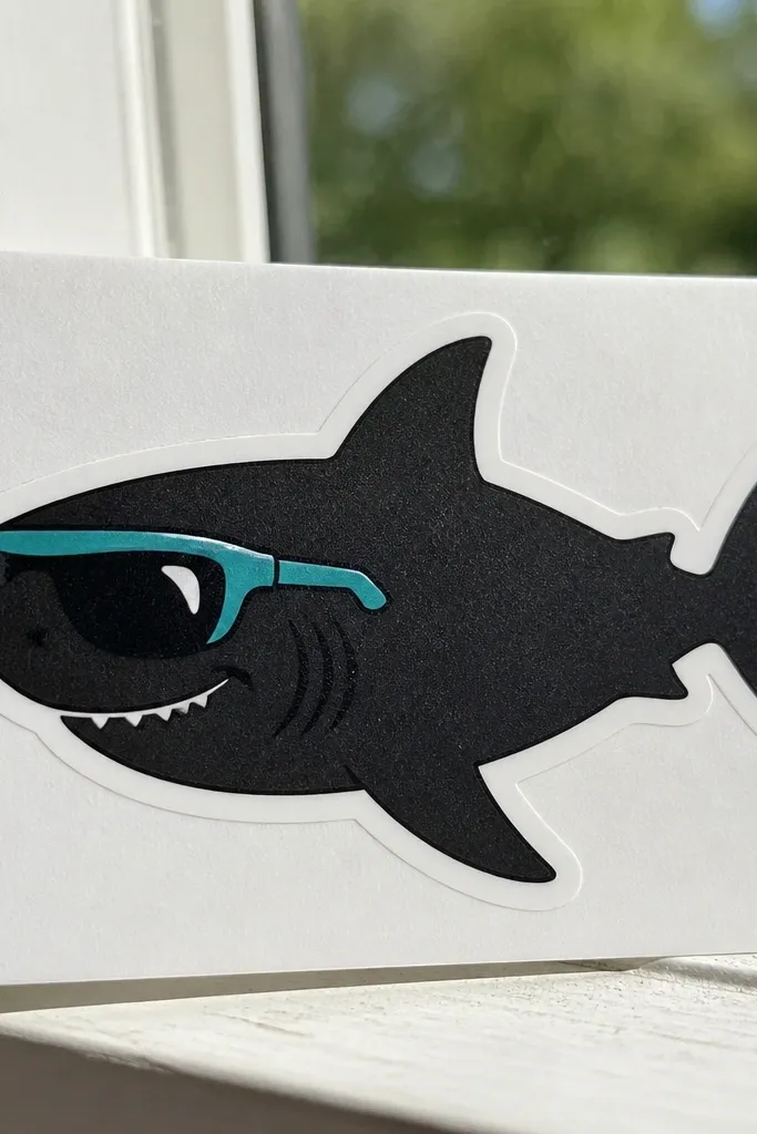 Shark with simple sunglasses drawn over the eye and a clean side profile