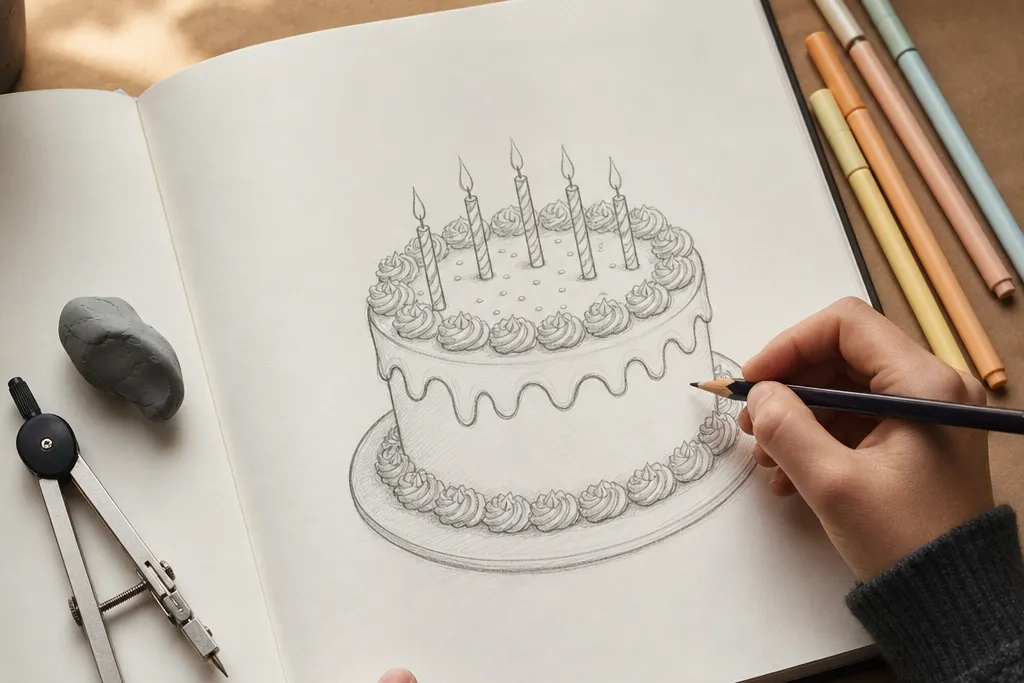 25 Simple Steps to Draw a Birthday Cake
